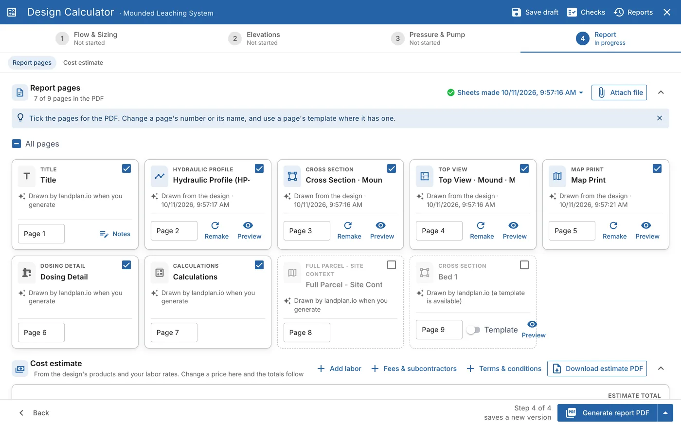Step 4, Report: the report pages