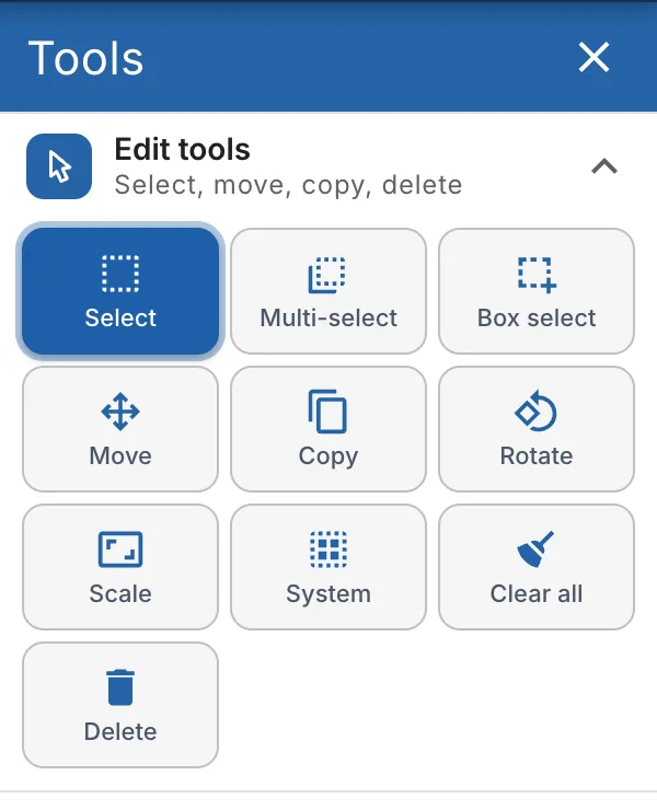 Edit tools with a feature selected: Copy appears next to Move