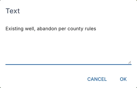 The Text window: type the words, then click OK