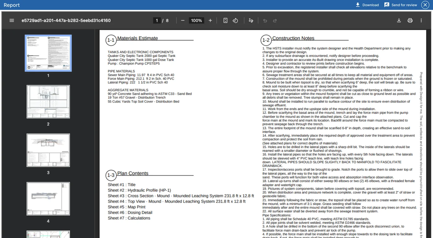 The report PDF open in the Report viewer