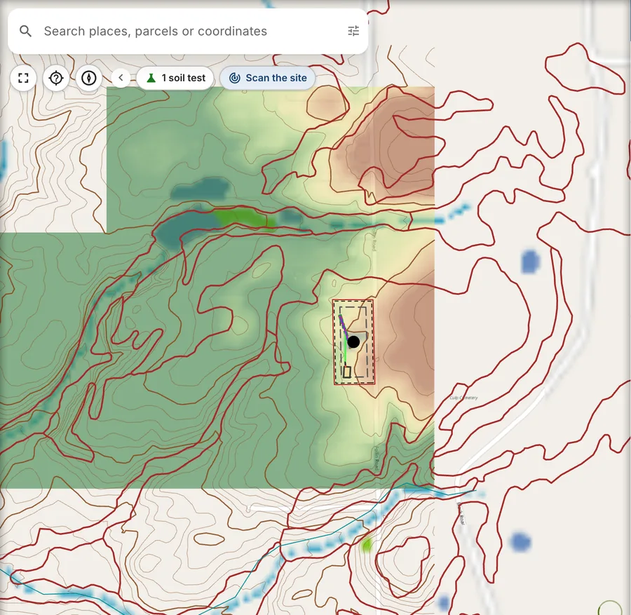 The soil survey map units and the water layers around a project
